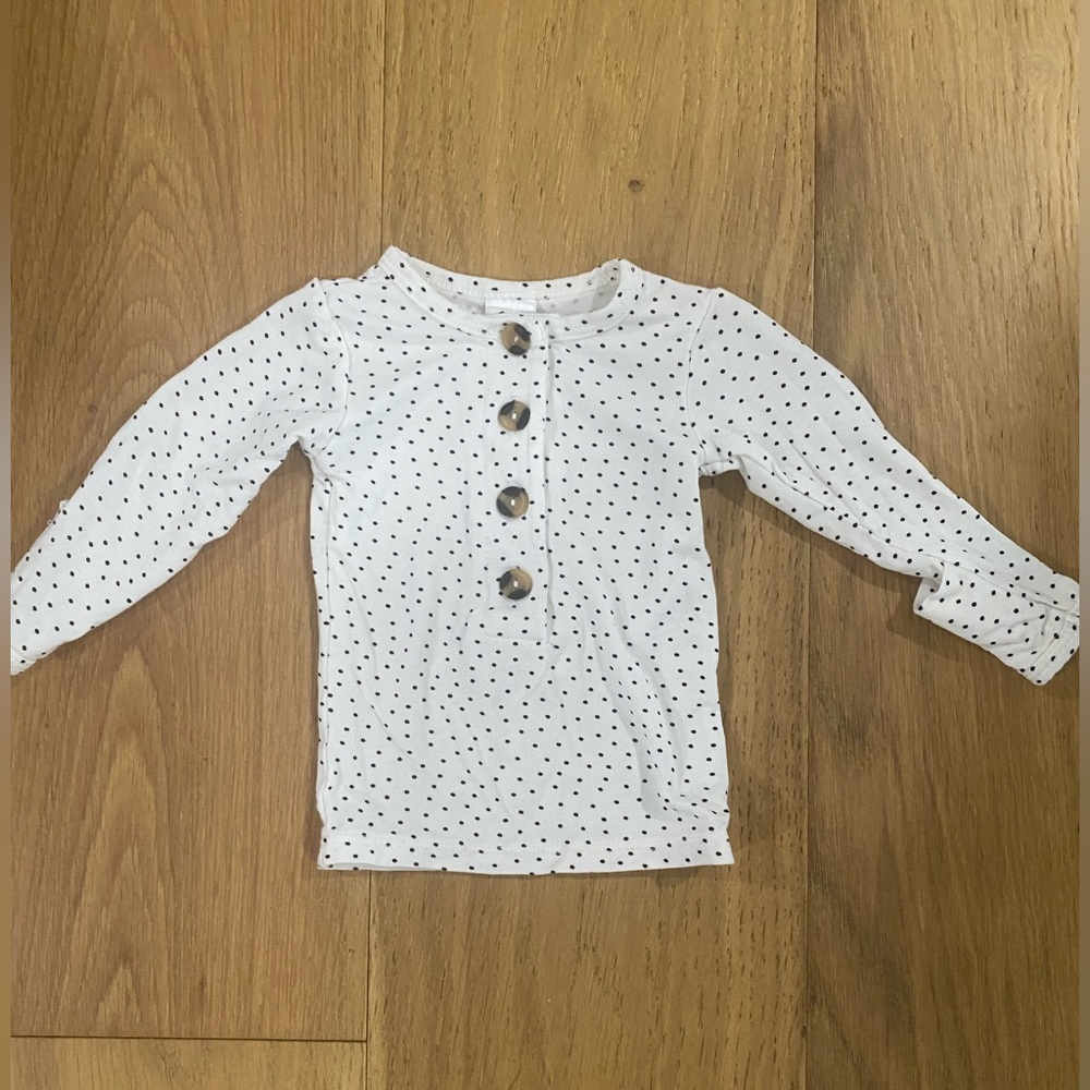 Lou Lou & Co White Polka Dot Newborn Shirt